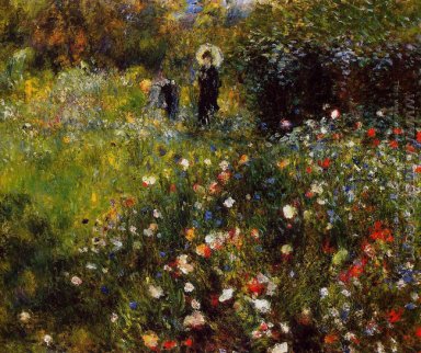 Paysage d\'été Femme Aka avec un parasol dans un jardin