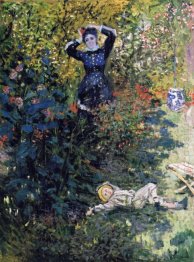 Camille Och Jean Monet i trädgården på Argenteuil