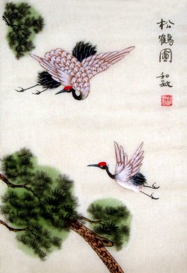 Crane & Pine - Pintura Chinesa