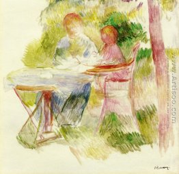 Perempuan Dan Anak Dalam Garden (Sketsa)