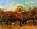 Bois de Boulogne com pessoas andando 1886