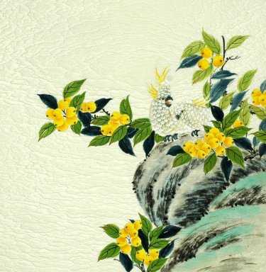 Pájaros y flores - Pintura china