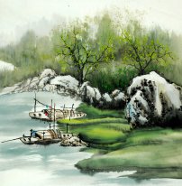 Båtar - kinesisk målning
