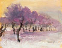 Winterlandschaft mit Violet Lichter