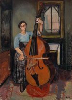 Frau mit einem Kontrabass 1908