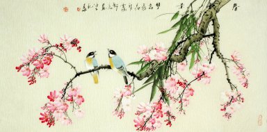 Oiseaux et fleurs - Peinture chinoise