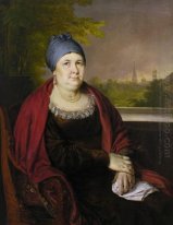 Stående av en änka i en blått Povoynik 1830