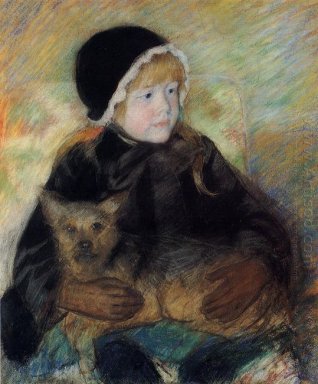 Elsie Cassatt que sostiene un perro grande