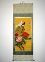 Blommor, fåglar - Monterad - kinesisk målning