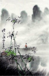 Um barco no rio - pintura chinesa