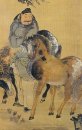 Lukisan seorang pria dengan dua kuda (rinci?)