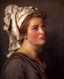 Stående av en ung kvinna i en Turban