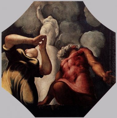 Deucalión y Pirra rezando ante la estatua de la diosa Th