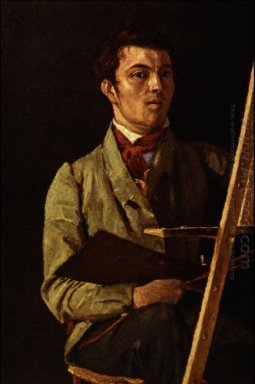Självporträtt som sitter bredvid ett staffli 1825
