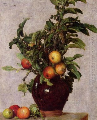 Vase mit Äpfeln und Laub 1878