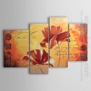 Hand-painted Floral Oil Painting - Set of 4