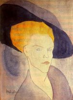 huvudet av en kvinna med en hatt 1907