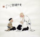 Gammal man, barn - kinesisk målning