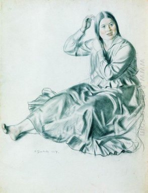 Ragazza che spazzola i suoi capelli 1917