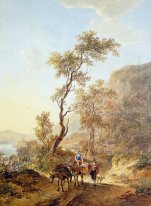 Italian landscape with herdsmen couple