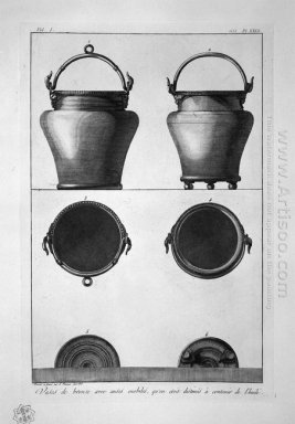 Los buques de bronce con muebles Asas encontrado en Pompeya
