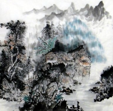 Village Campagne - Peinture chinoise