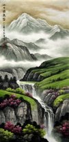 Montanhas e cachoeira - Pintura Chinesa