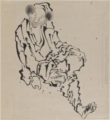 Teckning Of Man sitter med vänster ben Vila Over höger knä