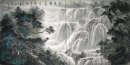 Berg en waterval - Chinees schilderij