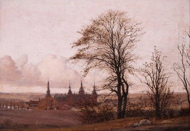 Herfst Landschap, Frederiksborg Castle in de halve fond