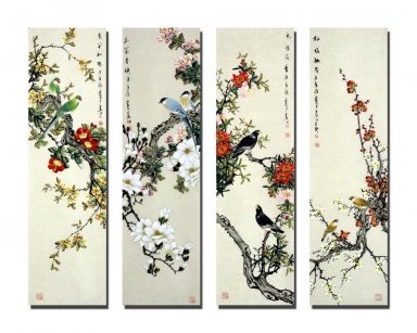 Birds&Flowers - FourInOne - Chinese Painting