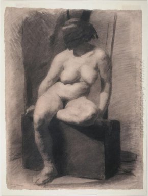 Maskerad naken kvinna, sittande