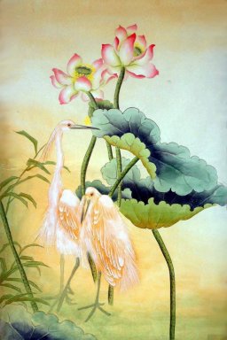 Kraan & Lotus Chinees schilderij