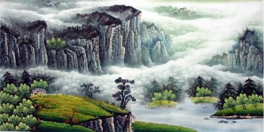 Paysage avec des nuages ​​- Peinture chinoise