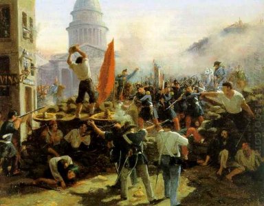 La lucha callejera en la Rue Soufflot, París, 25 de junio 1848