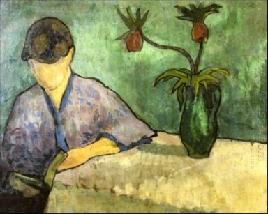 Mujer joven en kimono, Lectura