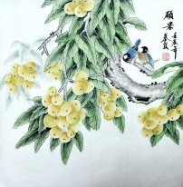 Frutas y pájaro - pintura china