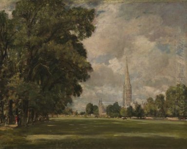 Kathedrale von Salisbury vom unteren Sumpf nahe 1820