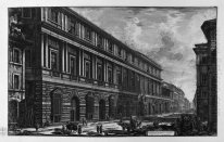 Vista de Via Del Corso O Palácio da Academia fundada por Louis