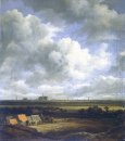 Vy över Haarlem med blek fält i förgrunden