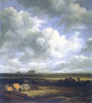 Vista de Haarlem com campos de branqueamento em primeiro plano