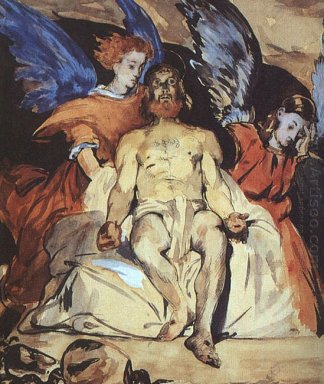 Studie van de dode christus met engelens 1864