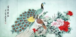 Peacock - Peony - Pintura Chinesa
