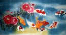 Fish & Peony - Lukisan Cina