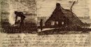 Camponesas queima de ervas daninhas e Farmhouse At Night 1883