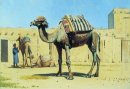Camel dans la cour Caravansérail 1870