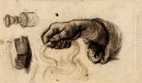 Mano Con Un Pot La manopola di una sedia e un pezzo di pane 1885