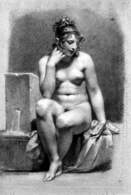 Seated Female Nude By A Fountain