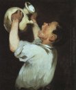 um menino com um jarro de 1862