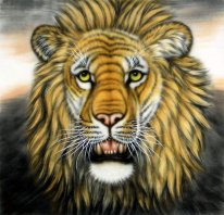 Lion-Face - Pittura cinese